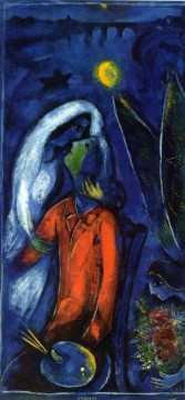 Marc Chagall Painting - Amantes cerca del puente contemporáneo Marc Chagall